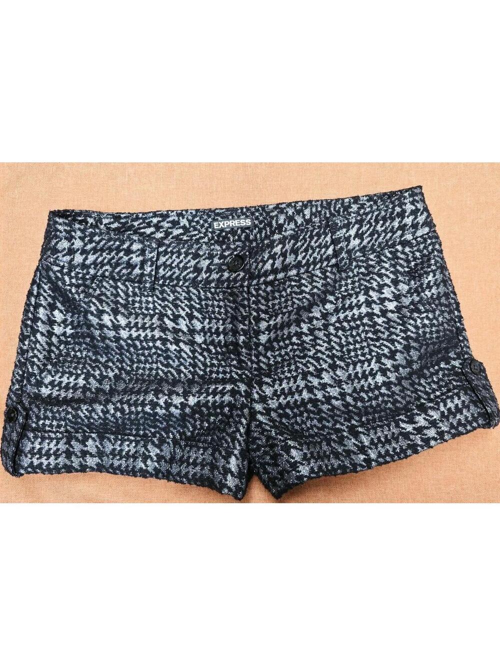 Express Womens Shorts Size 8 Black Metallic Dressy Party Night Out Excellent